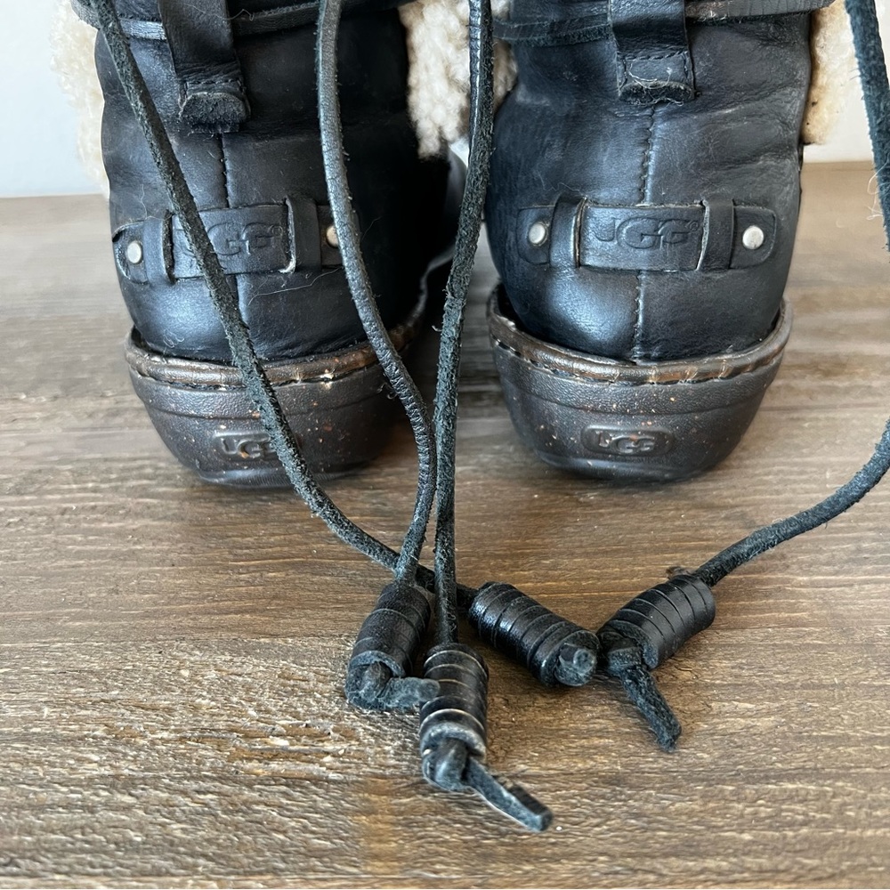 Women's Black Shearling-Lined Winter Ankle Boots - Picture 7 of 13